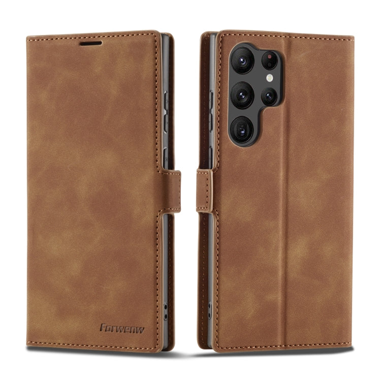 For Samsung Galaxy S23 Ultra 5G Forwenw Dream Series Oil Edge Strong Magnetism Leather Phone Case