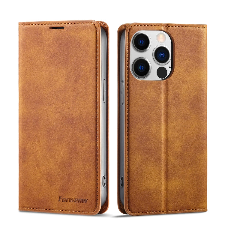 For iPhone 14 Pro Max Forwenw Dream Series Oil Edge Strong Magnetism Leather Phone Case