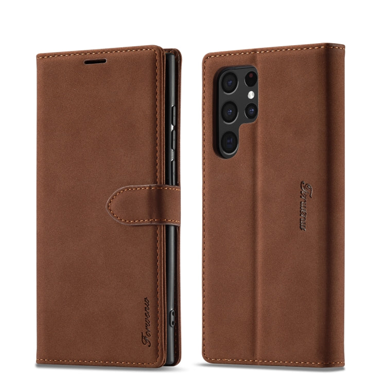For Samsung Galaxy S23 Ultra 5G Forwenw F1 Series Matte Strong Magnetism Leather Phone Case