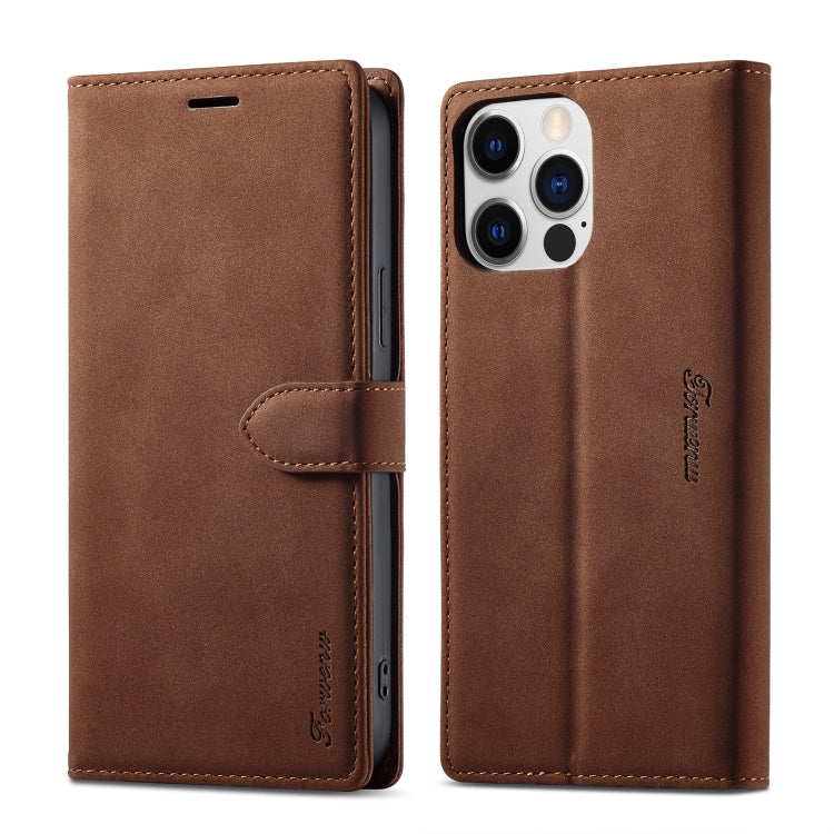 For iPhone 14 Pro Max Forwenw F1 Series Matte Strong Magnetism Leather Phone Case