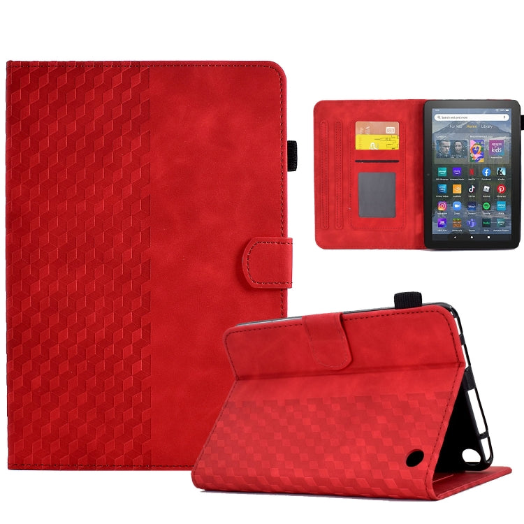 For Amazon Kindle Fire 7 2022 Rhombus Embossed Leather Tablet Case