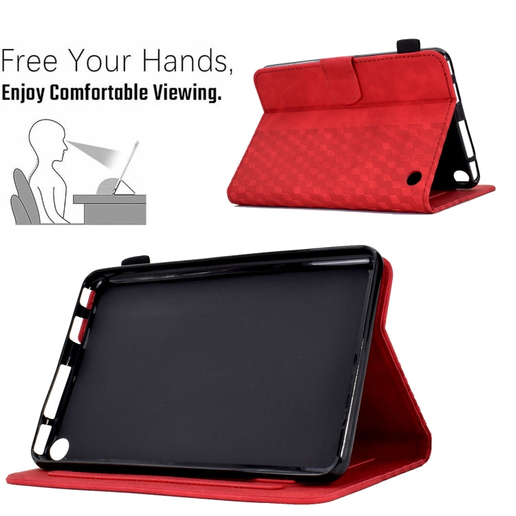 For Amazon Kindle Fire 7 2022 Rhombus Embossed Leather Tablet Case
