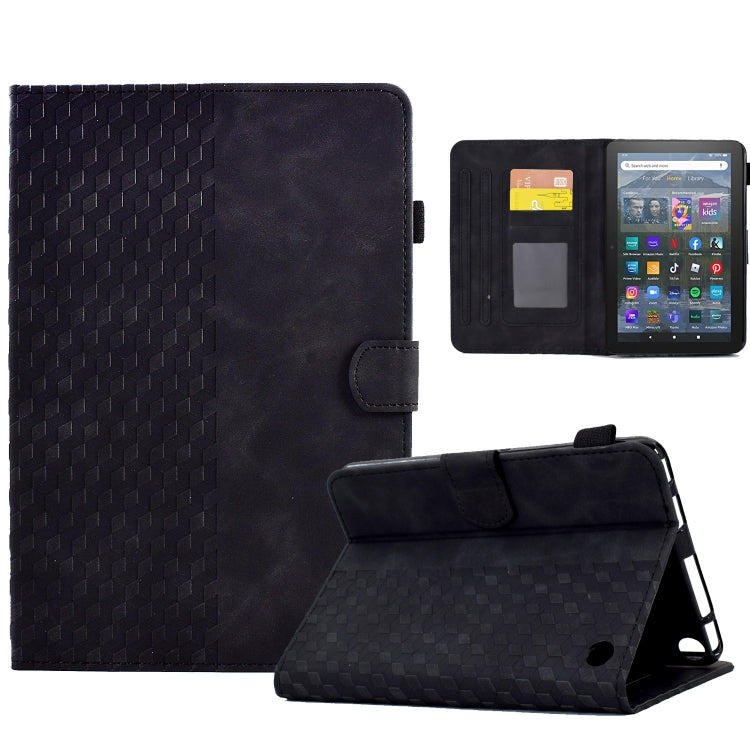 For Amazon Kindle Fire 7 2022 Rhombus Embossed Leather Tablet Case