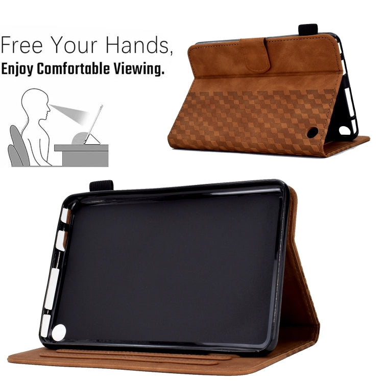 For Amazon Kindle Fire 7 2022 Rhombus Embossed Leather Tablet Case