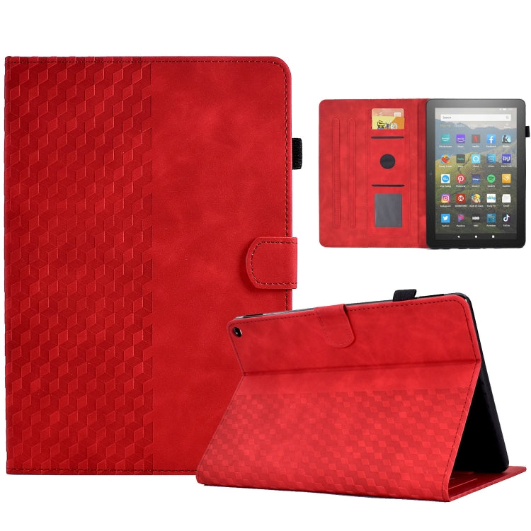 For Amazon Kindle Fire HD8 2020 Rhombus Embossed Leather Tablet Case