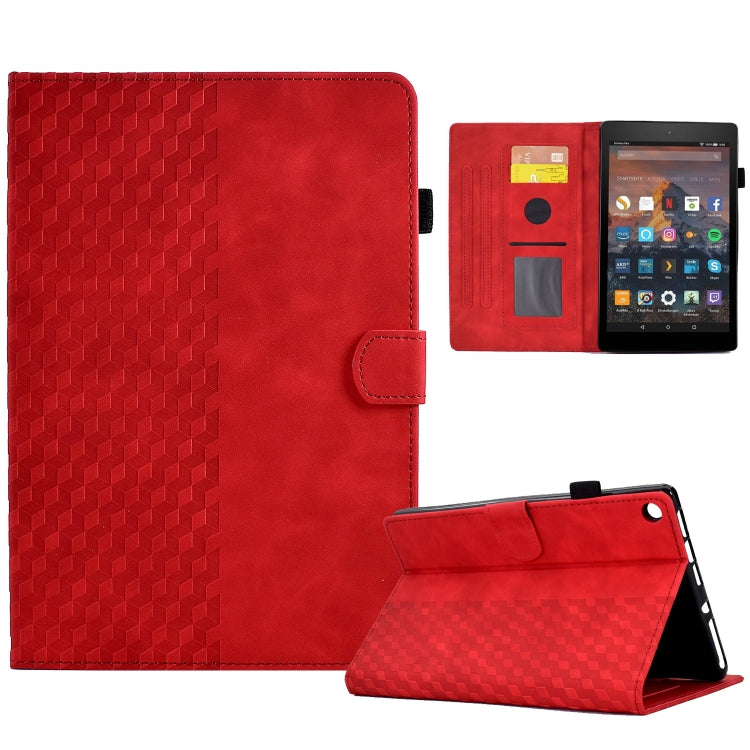 For Amazon Kindle Fire HD8 2018 / 2017 / 2016 Rhombus Embossed Leather Tablet Case