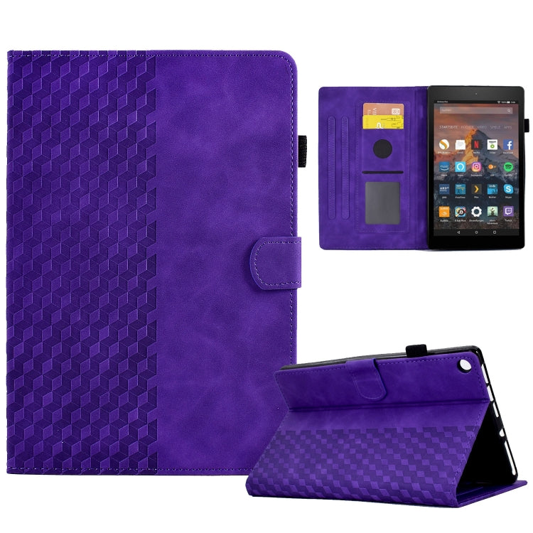 For Amazon Kindle Fire HD8 2018 / 2017 / 2016 Rhombus Embossed Leather Tablet Case