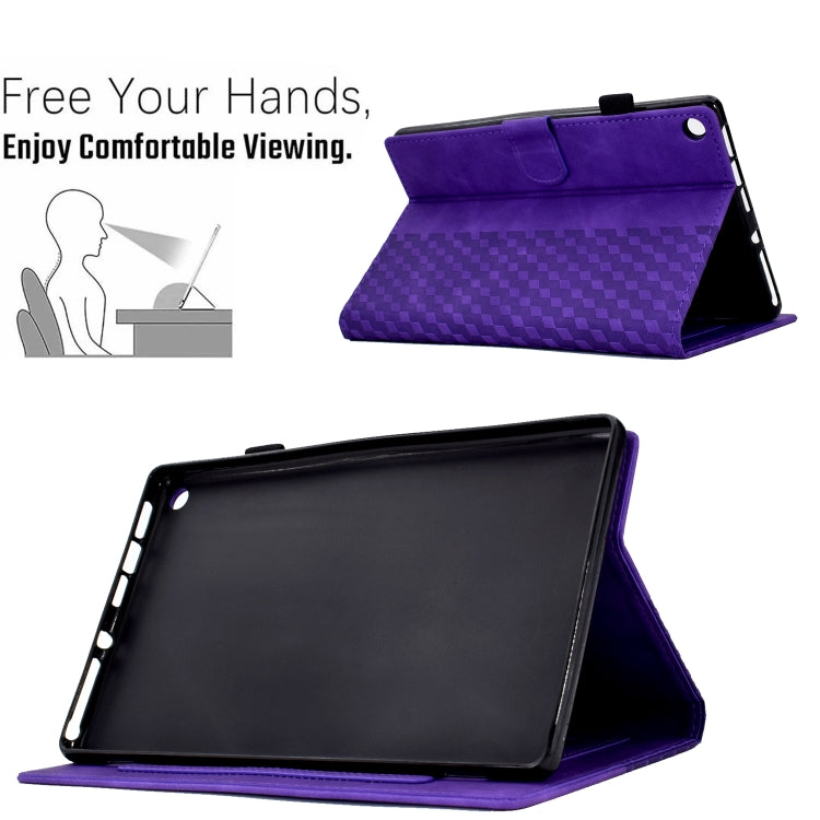For Amazon Kindle Fire HD8 2018 / 2017 / 2016 Rhombus Embossed Leather Tablet Case