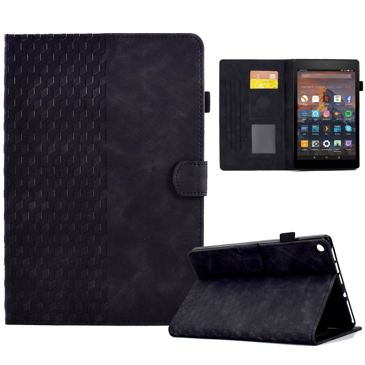 For Amazon Kindle Fire HD8 2018 / 2017 / 2016 Rhombus Embossed Leather Tablet Case