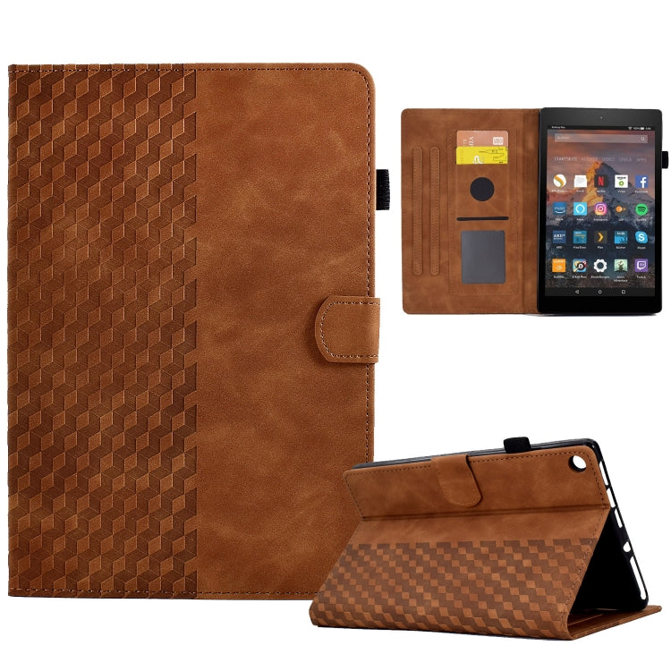 For Amazon Kindle Fire HD8 2018 / 2017 / 2016 Rhombus Embossed Leather Tablet Case