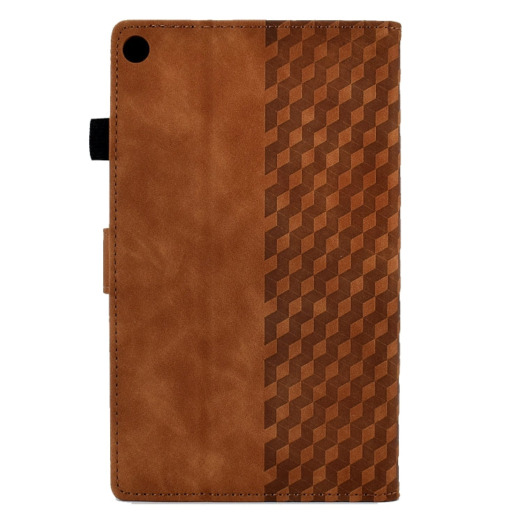 For Amazon Kindle Fire HD8 2018 / 2017 / 2016 Rhombus Embossed Leather Tablet Case