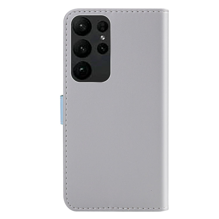 For Samsung Galaxy S23 Ultra 5G Tricolor Stitching Flip Leather Phone Case