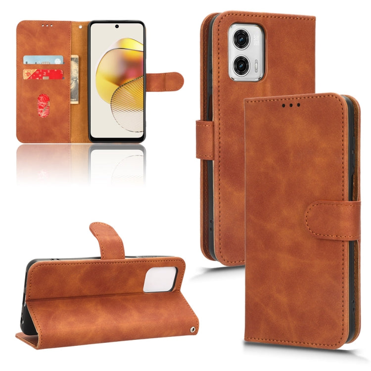 For Motorola Moto G73 5G Skin Feel Magnetic Flip Leather Phone Case