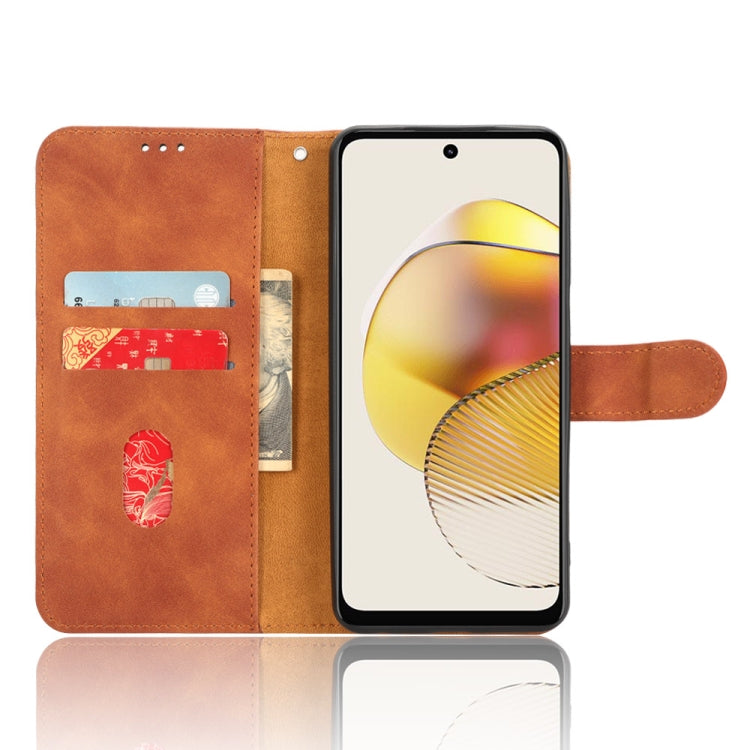 For Motorola Moto G73 5G Skin Feel Magnetic Flip Leather Phone Case