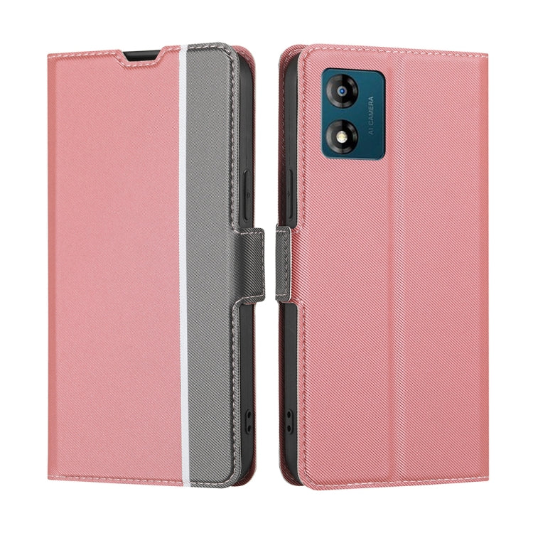 For Motorola Moto E13 4G Twill Texture Side Buckle Leather Phone Case