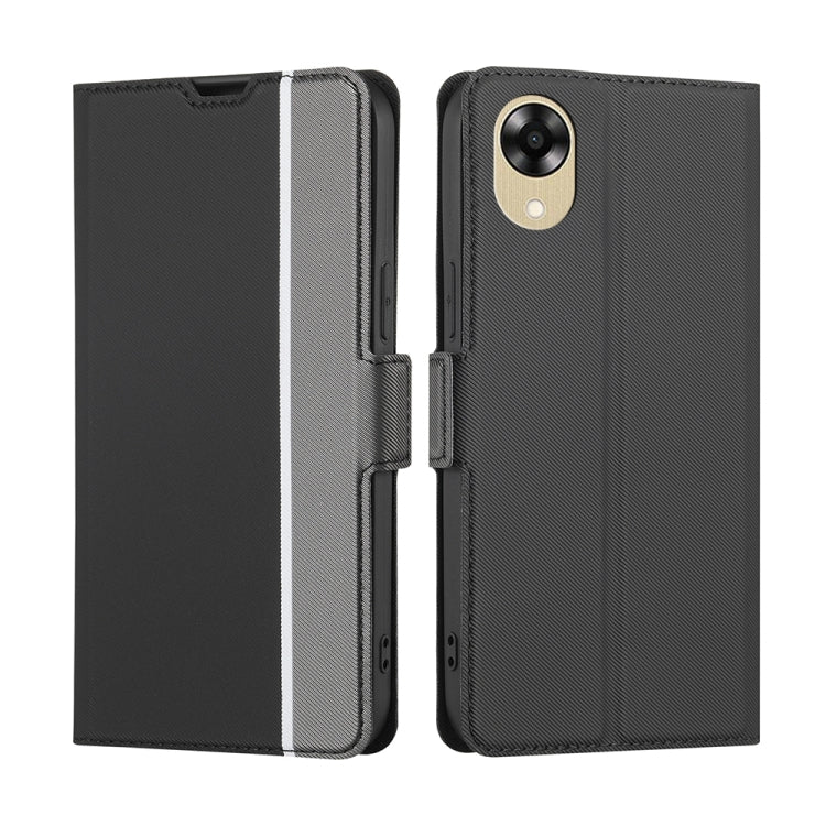For OPPO A17k Twill Texture Side Buckle Leather Phone Case