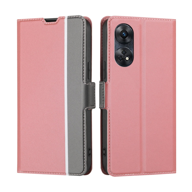 For OPPO Reno8 T 4G Twill Texture Side Buckle Leather Phone Case