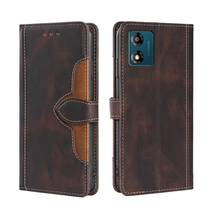 For Motorola Moto E13 4G Skin Feel Magnetic Buckle Leather Phone Case