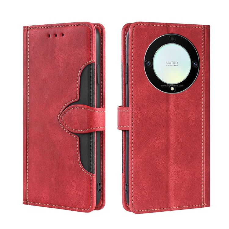 For Honor X9a 5G Skin Feel Magnetic Buckle Leather Phone Case