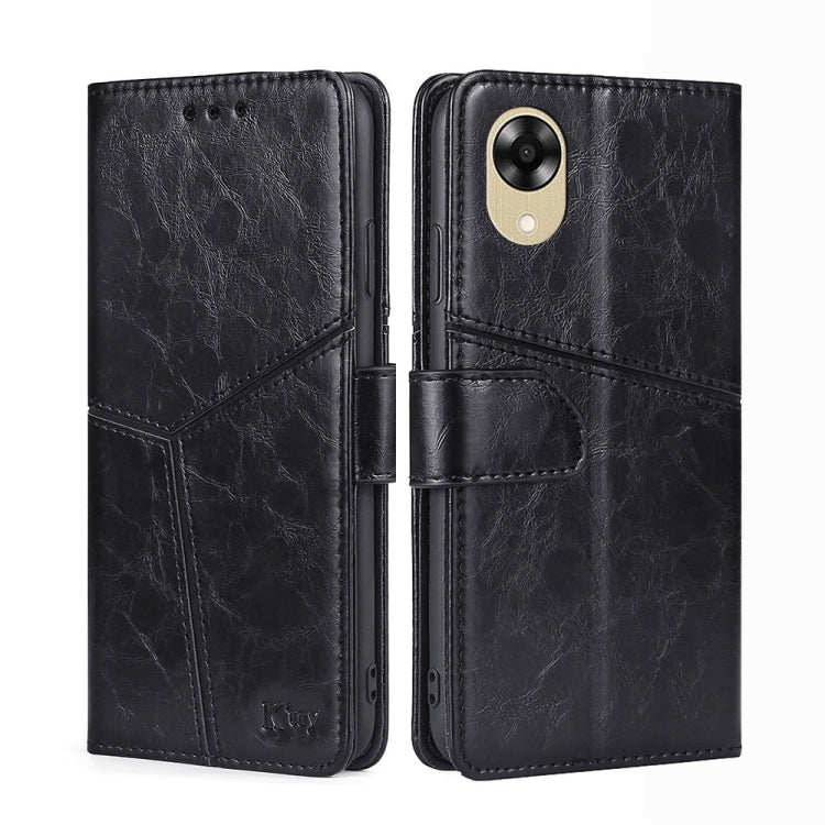 For OPPO A17k Geometric Stitching Horizontal Flip Leather Phone Case