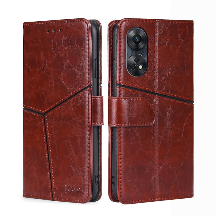 For OPPO Reno8 T 4G Geometric Stitching Horizontal Flip Leather Phone Case