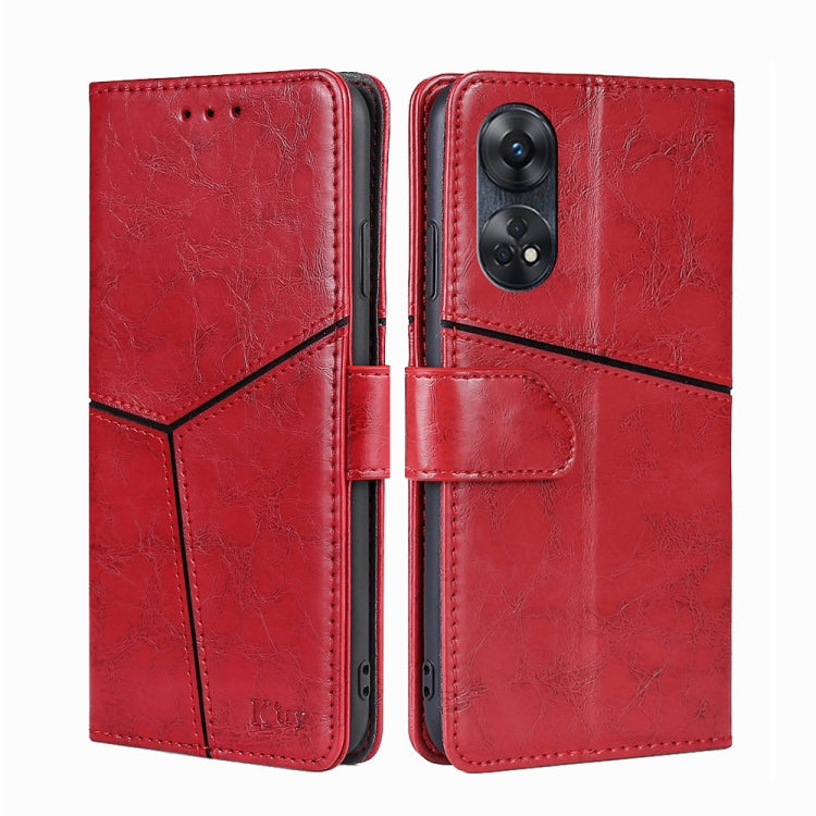 For OPPO Reno8 T 4G Geometric Stitching Horizontal Flip Leather Phone Case