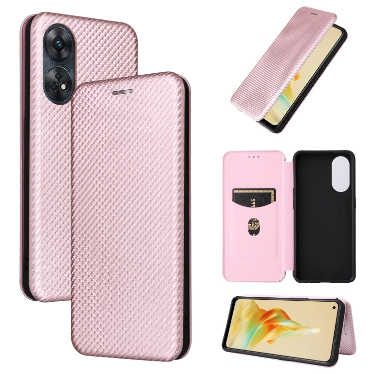 For OPPO Reno8 T 4G Carbon Fiber Texture Flip Leather Phone Case
