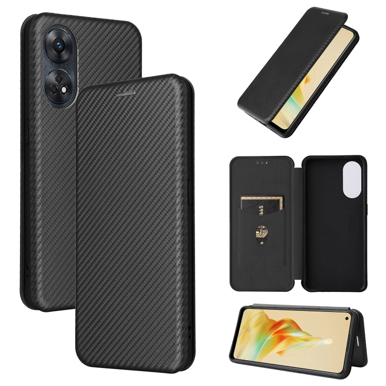 For OPPO Reno8 T 4G Carbon Fiber Texture Flip Leather Phone Case