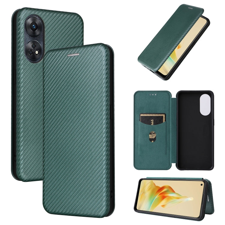 For OPPO Reno8 T 4G Carbon Fiber Texture Flip Leather Phone Case