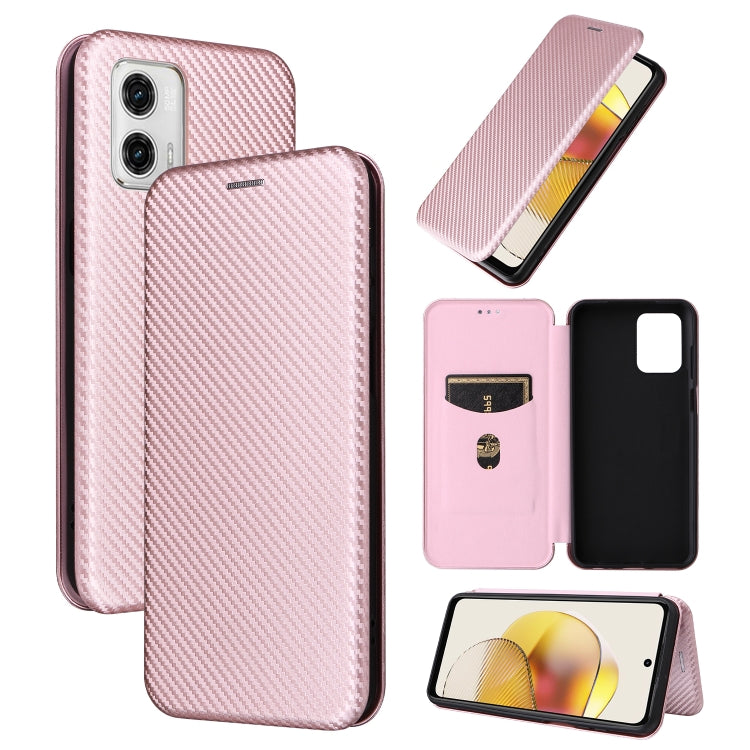 For Motorola Moto G73 5G Carbon Fiber Texture Flip Leather Phone Case