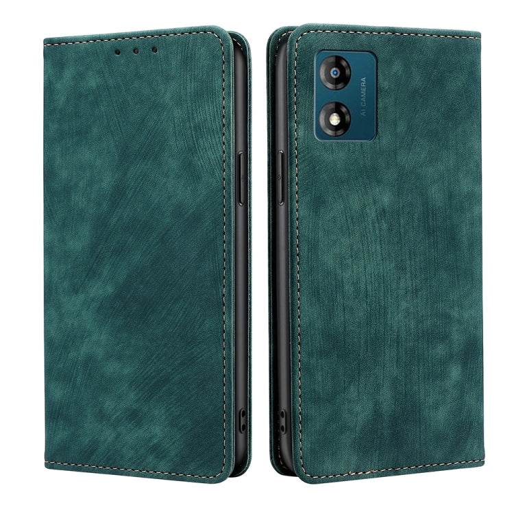 For Motorola Moto E13 4G RFID Anti-theft Brush Magnetic Leather Phone Case