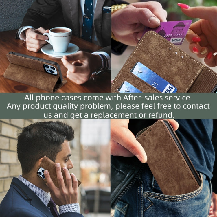 For Motorola Moto E13 4G RFID Anti-theft Brush Magnetic Leather Phone Case
