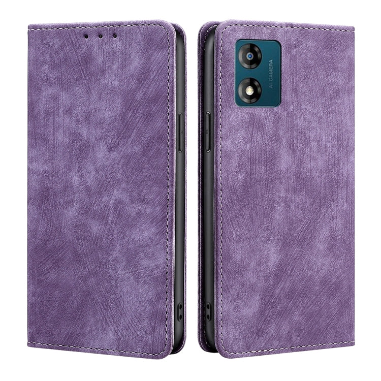 For Motorola Moto E13 4G RFID Anti-theft Brush Magnetic Leather Phone Case