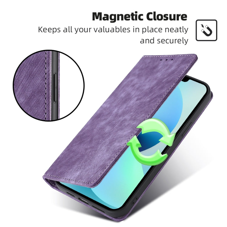 For Motorola Moto E13 4G RFID Anti-theft Brush Magnetic Leather Phone Case
