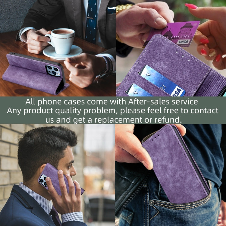 For Motorola Moto E13 4G RFID Anti-theft Brush Magnetic Leather Phone Case