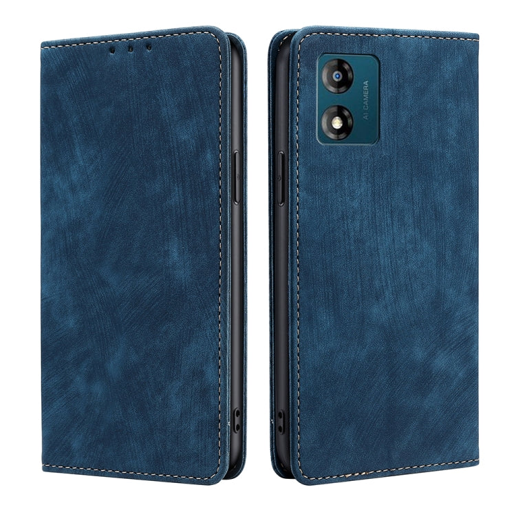 For Motorola Moto E13 4G RFID Anti-theft Brush Magnetic Leather Phone Case