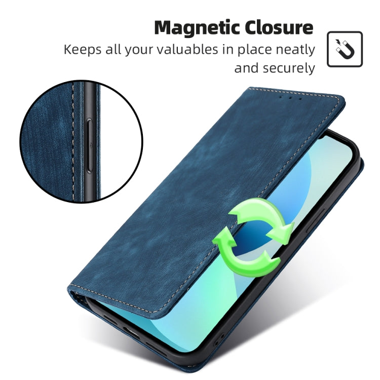 For Motorola Moto E13 4G RFID Anti-theft Brush Magnetic Leather Phone Case
