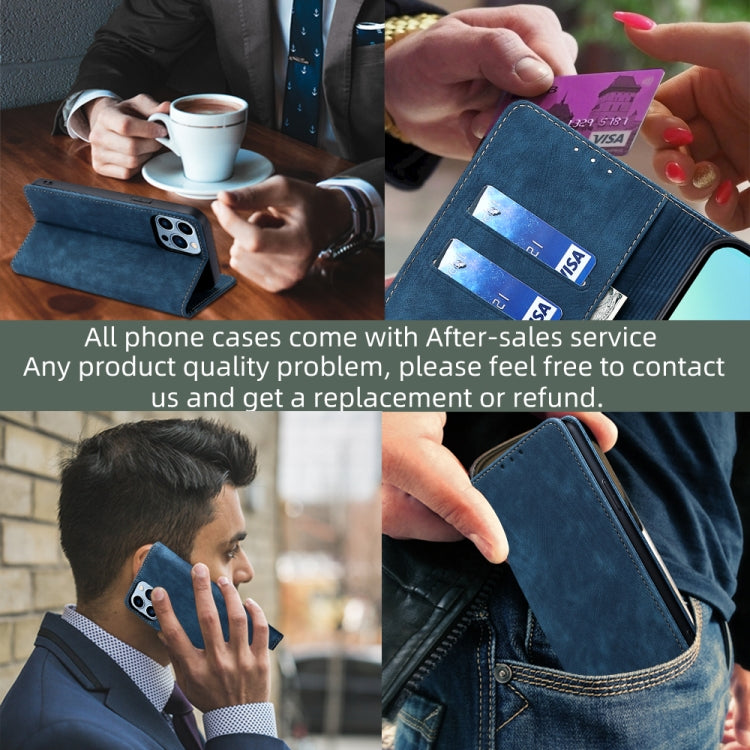 For Motorola Moto E13 4G RFID Anti-theft Brush Magnetic Leather Phone Case