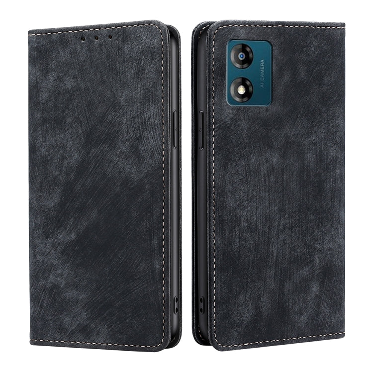 For Motorola Moto E13 4G RFID Anti-theft Brush Magnetic Leather Phone Case