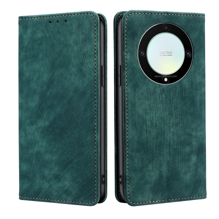 For Honor X9a 5G RFID Anti-theft Brush Magnetic Leather Phone Case