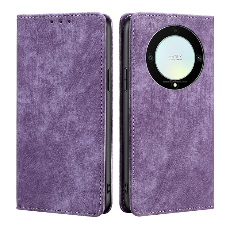 For Honor X9a 5G RFID Anti-theft Brush Magnetic Leather Phone Case