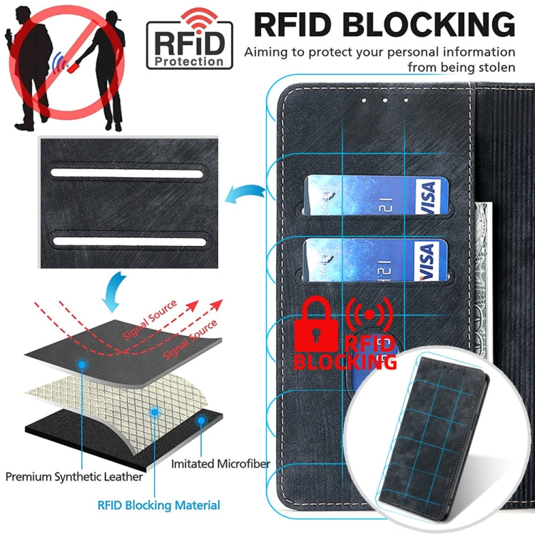 For Honor X9a 5G RFID Anti-theft Brush Magnetic Leather Phone Case