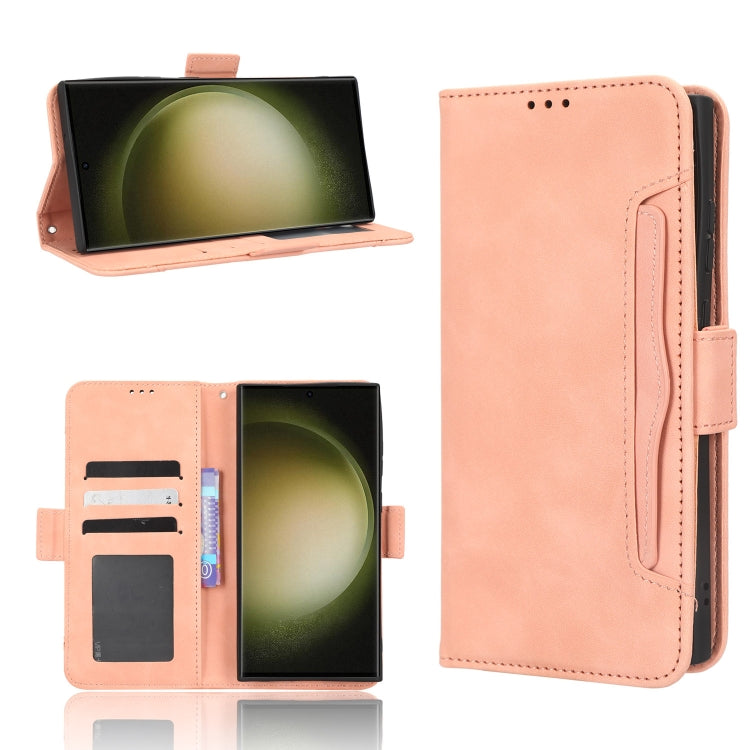 For Samsung Galaxy S23 Ultra 5G Skin Feel Calf Texture Card Slots Leather Phone Case