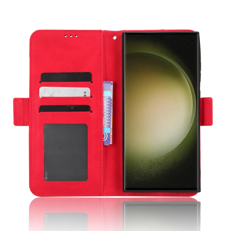 For Samsung Galaxy S23 Ultra 5G Skin Feel Calf Texture Card Slots Leather Phone Case