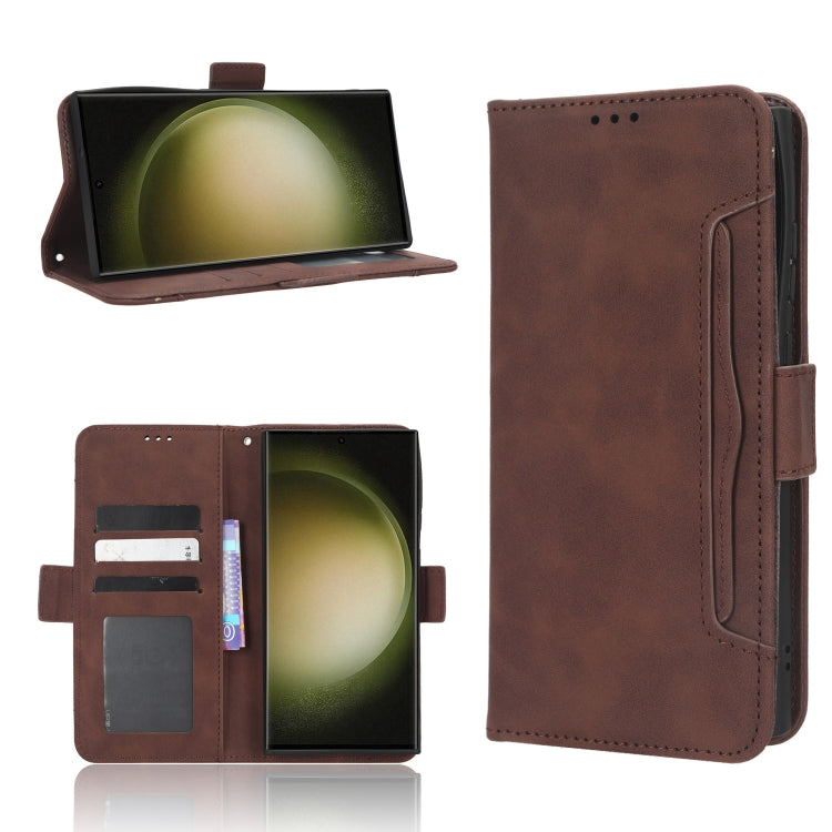 For Samsung Galaxy S23 Ultra 5G Skin Feel Calf Texture Card Slots Leather Phone Case
