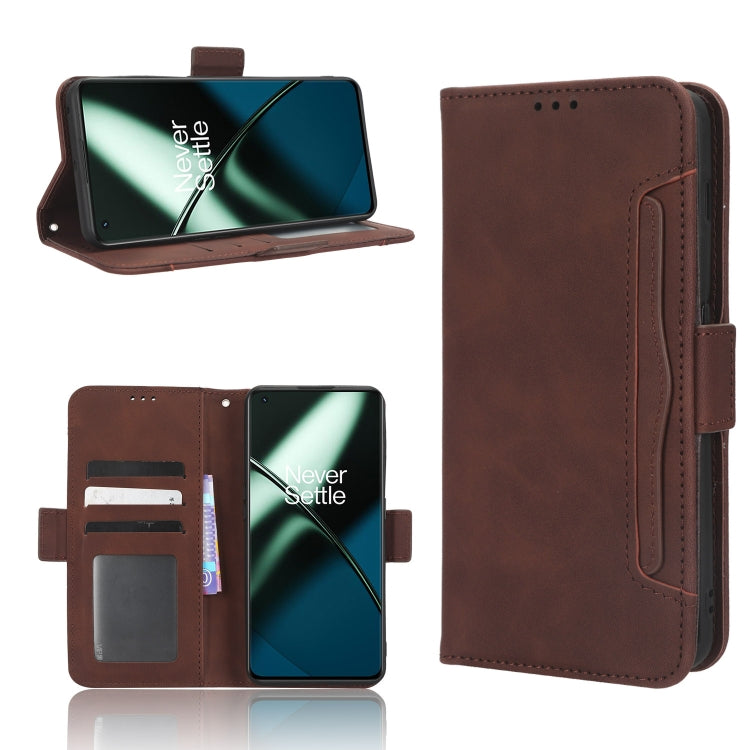 For OnePlus 11 5G Skin Feel Calf Texture Card Slots Leather Phone Case