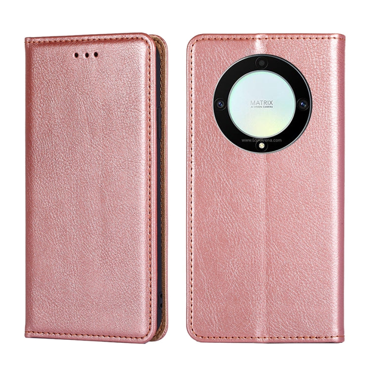 For Honor X9a 5G Gloss Oil Solid Color Magnetic Leather Phone Case