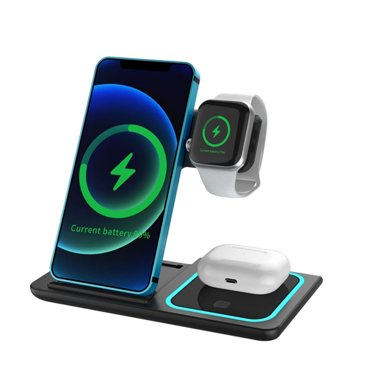 X455 15W 3 in 1 Foldable Wireless Charger(Black)