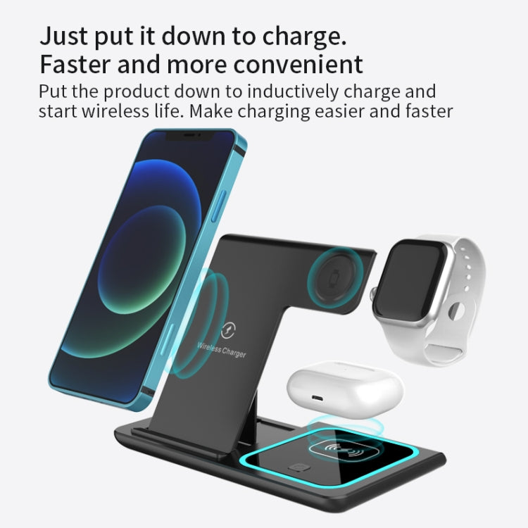 X455 15W 3 in 1 Foldable Wireless Charger(Black)