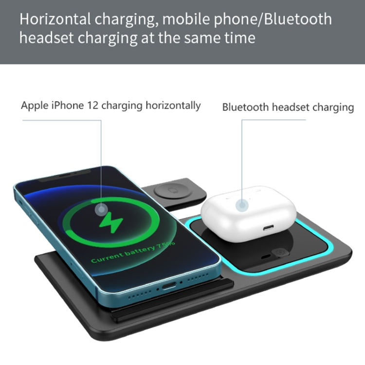 X455 15W 3 in 1 Foldable Wireless Charger(Black)